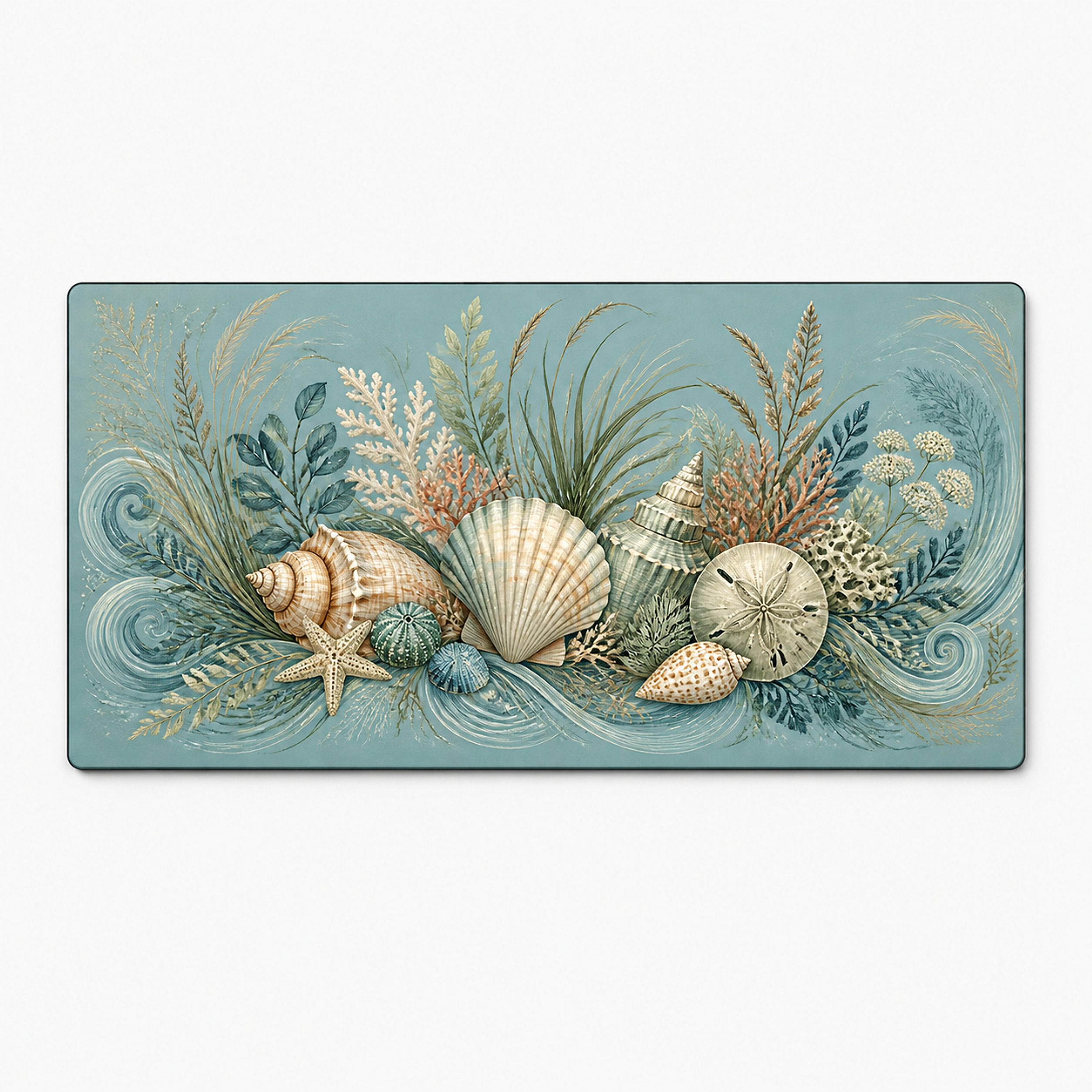 Coastal Shell 4 x 8 inch diatomite countertop mat, 90-degree top product view
