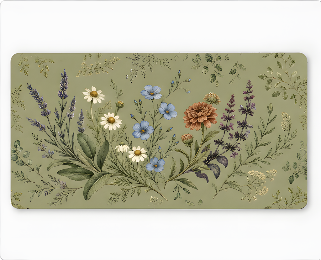 Cottage Herbarium 4 x 8 inch diatomite countertop mat, 90-degree top product view