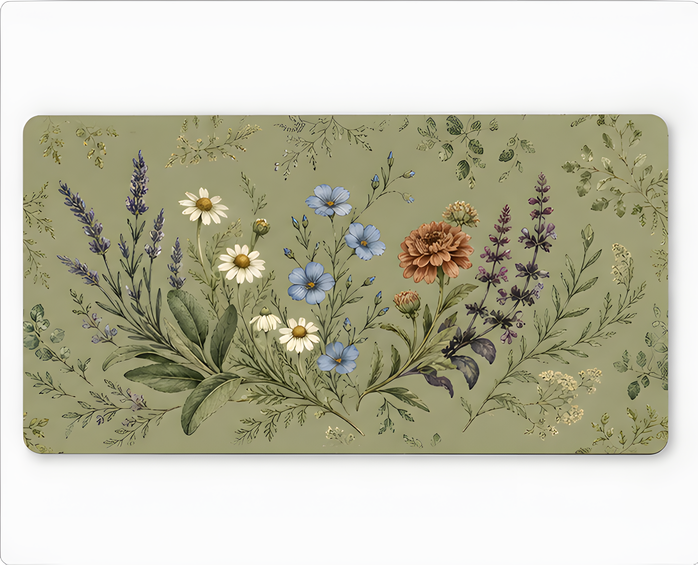 Cottage Herbarium 4 x 8 inch diatomite countertop mat, 90-degree top product view