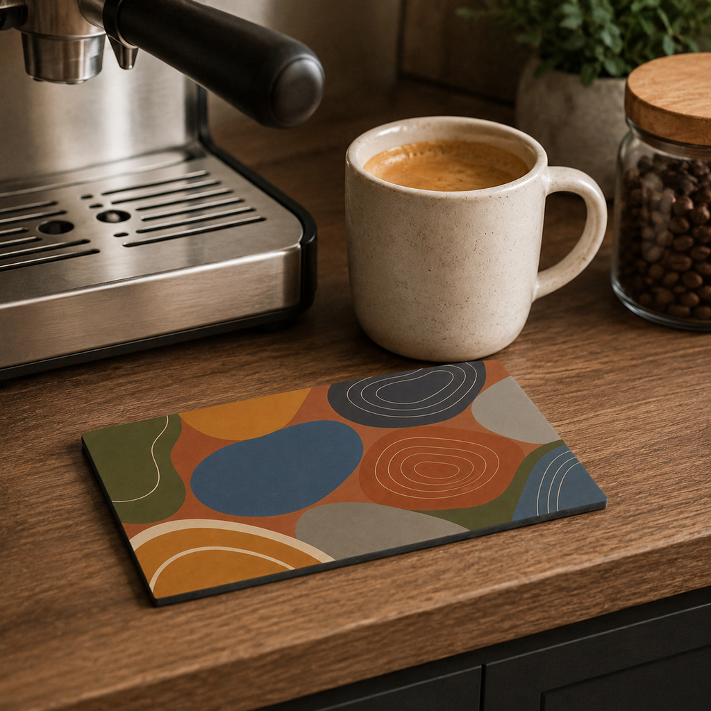 Modern Pebble 4 x 8 inch diatomite countertop mat, product effect view